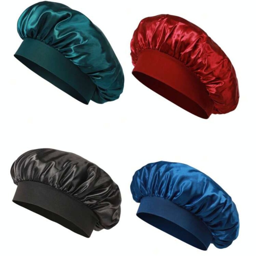 Satin Silky Hair Sleep Bonnets Elastic Headband One Size